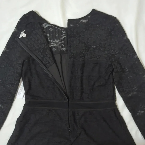 NWT Guess LS Francis Ruffle Lace Dress, Color Black Size 10 - Picture 13 of 16